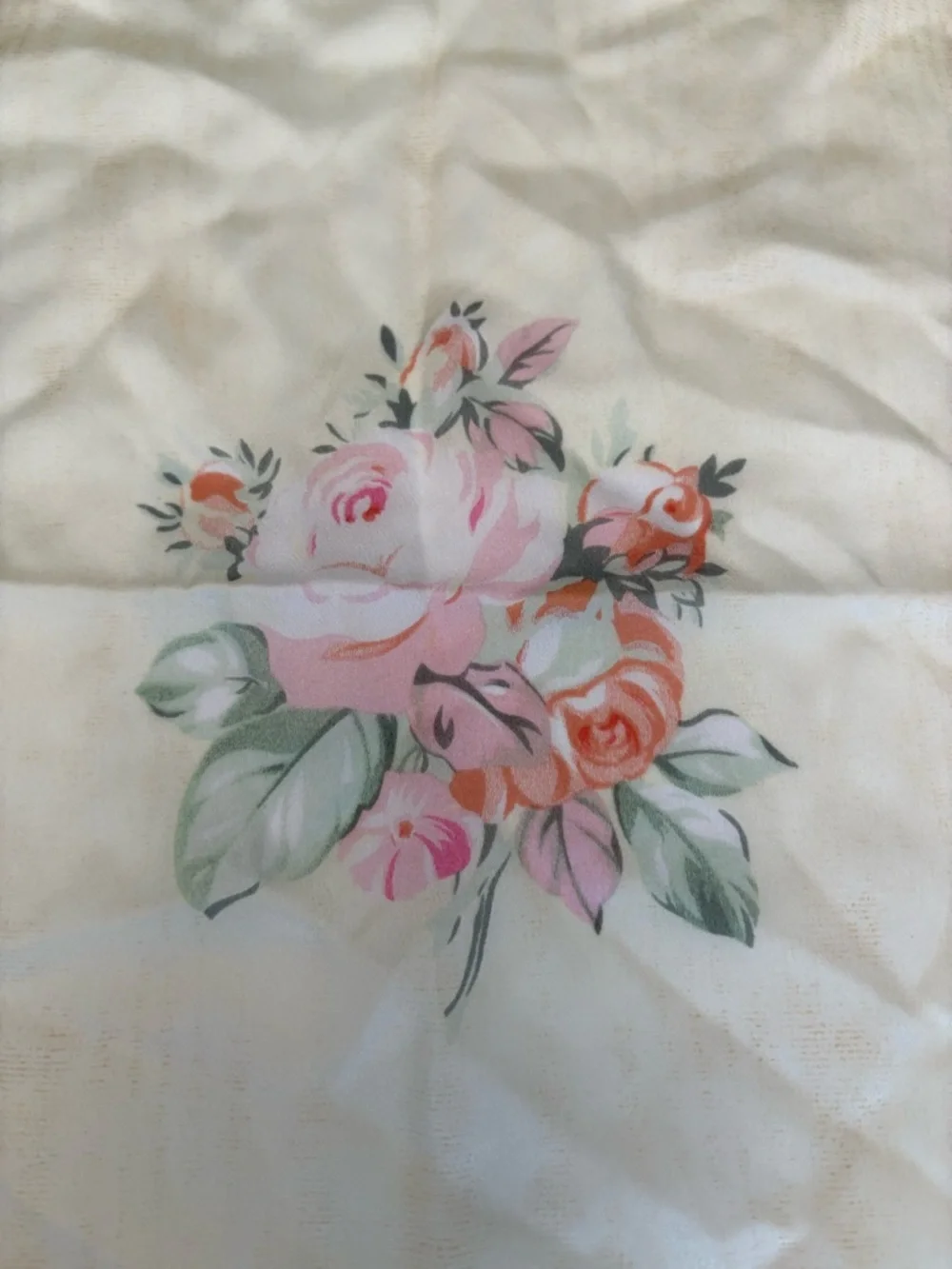 Cream Floral Square Polyester Scarf 21